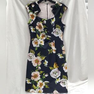 Connected Apparel Black Floral Midi Dress Woman Ladies Sleeveless Boho Size 8